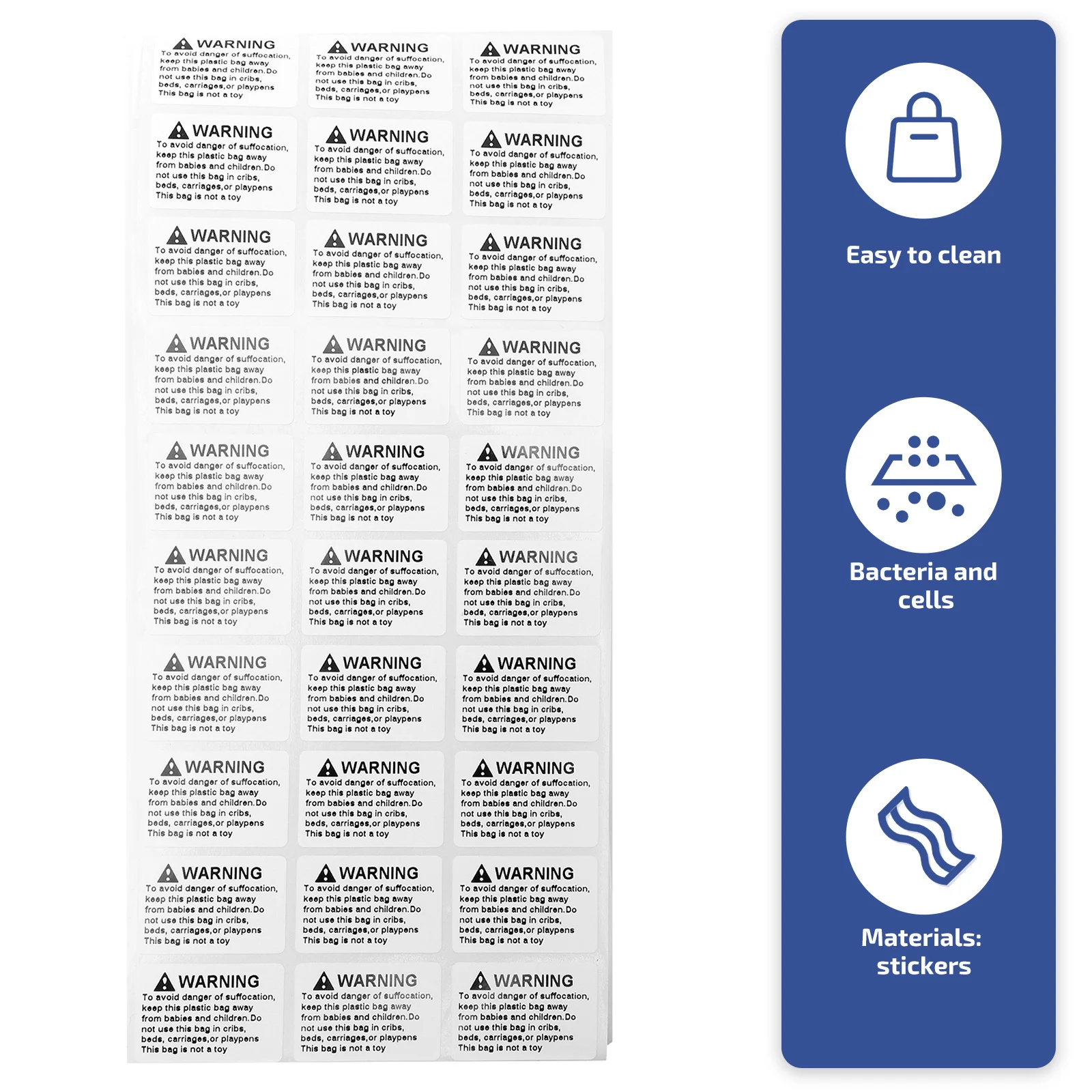 

Warning Label Roll Anti-Suffocation Choking Prevention Large Clear Font Durable Material Strong Sticky Waterproof