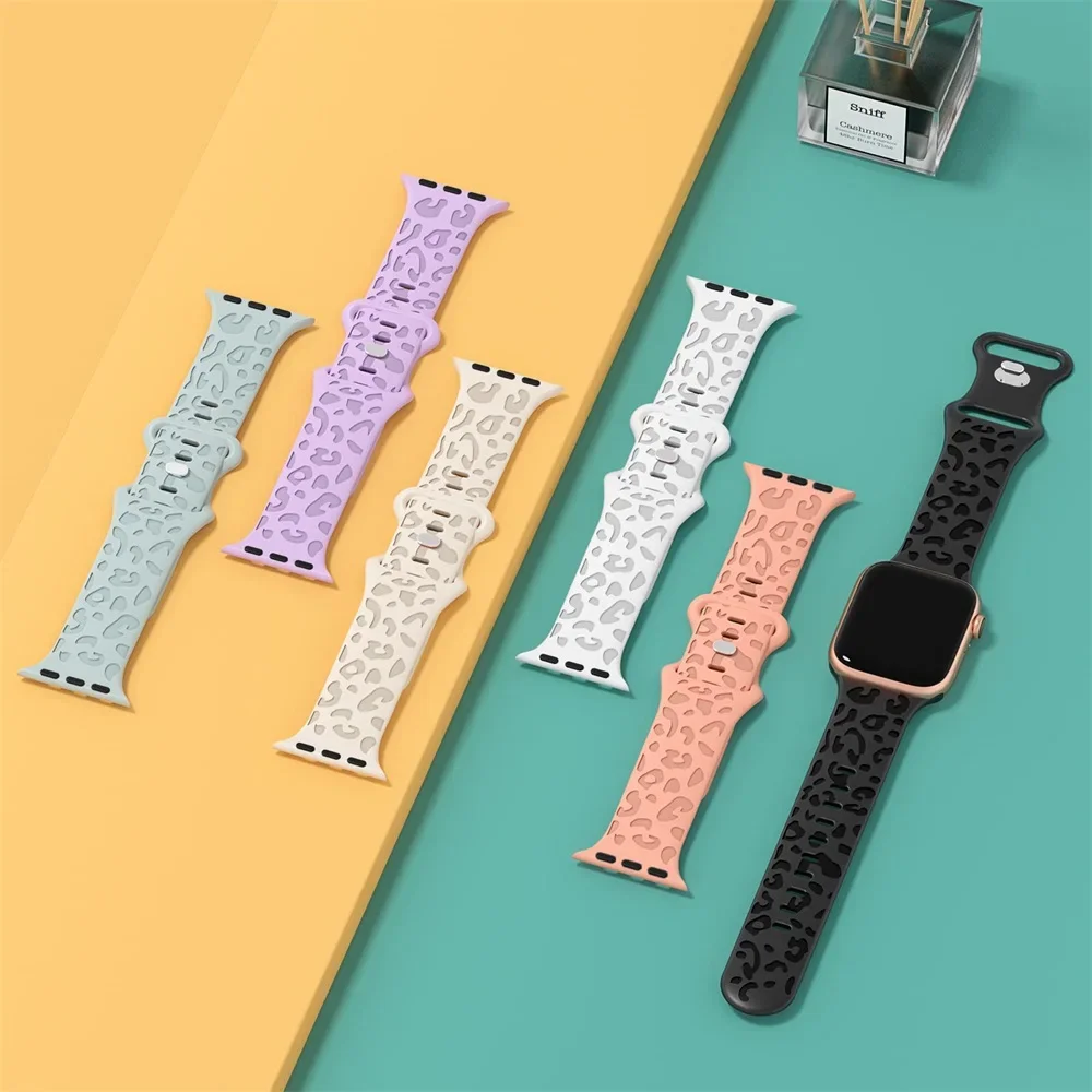Wild Animal Print Silicone Watch Band For Apple Watch Series 11 10 9 8 7 6 5 SE Ultra Fits 49-38mm Trendy Bold Style Unisex