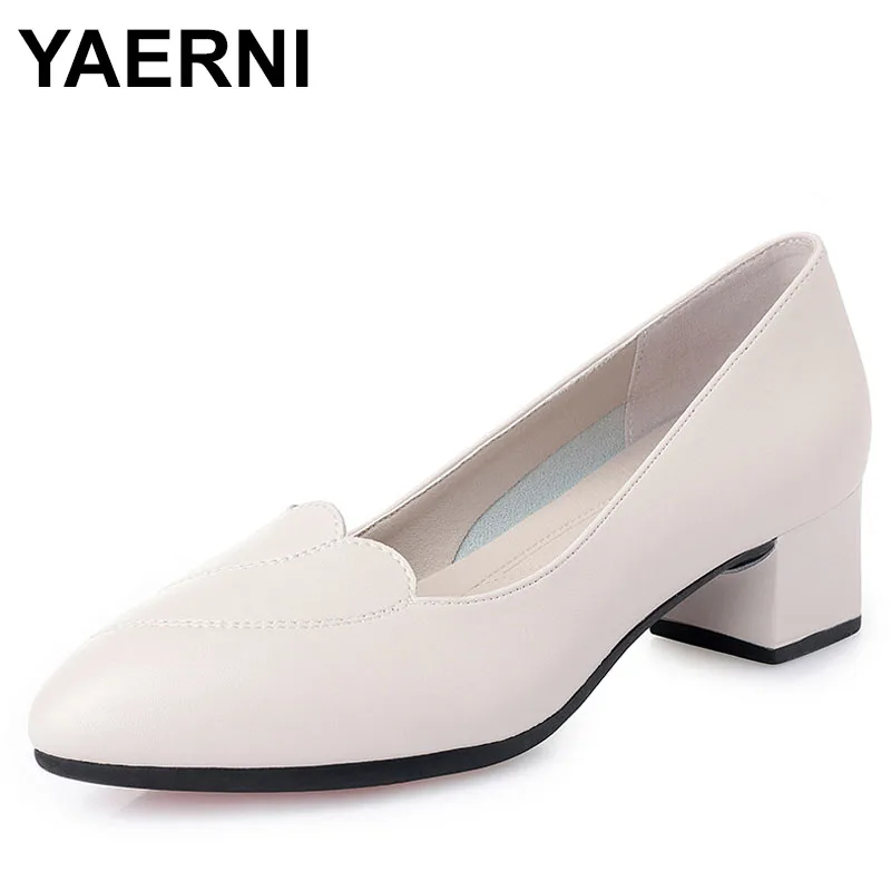 

Рабочая обувь для мам, средний каблук 4 см, большие размеры 41 42, кожаные туфли без шнуровки на мягкой подошве, весна/осень, удобные одинарные туфли