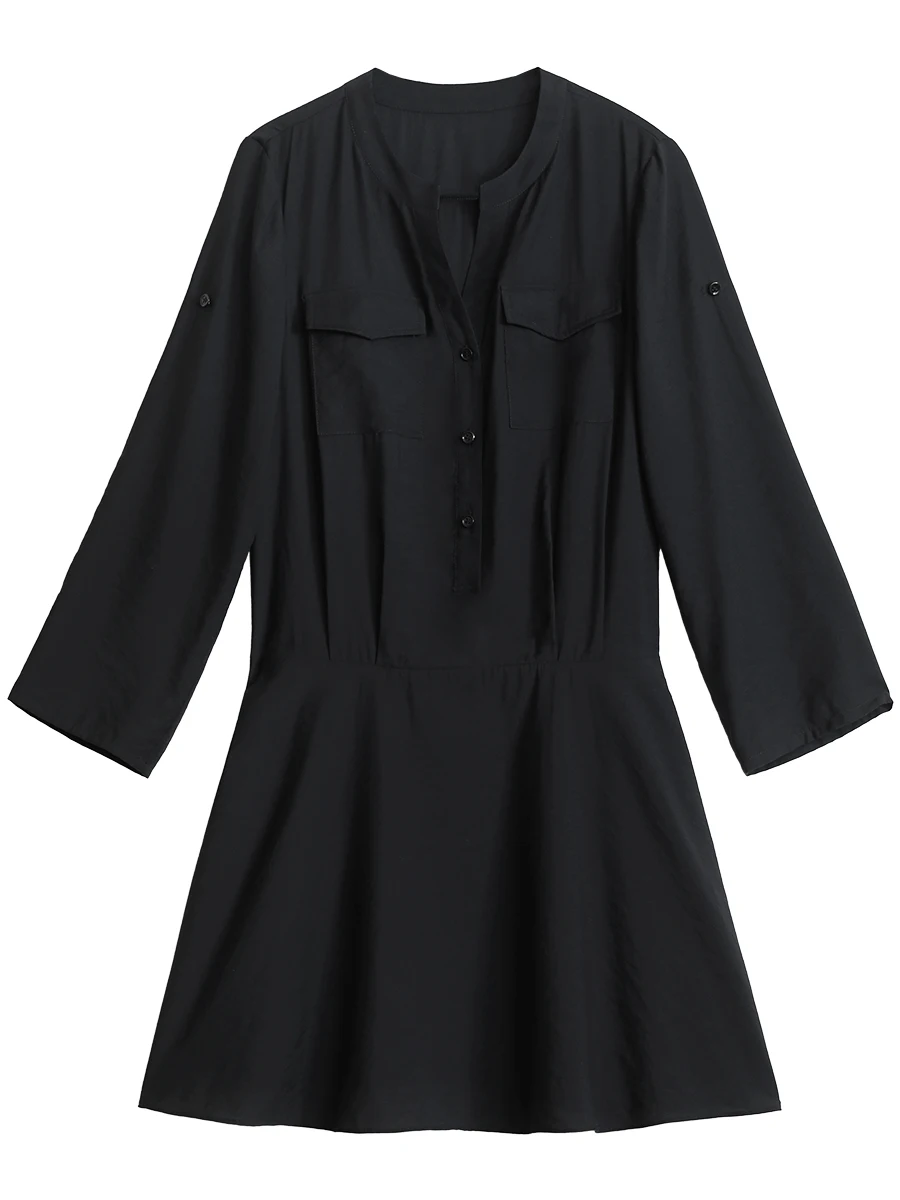 Eleganckie koszule damskie CHIC VEN, jednorzędowe, jednolite, luźne, codzienne, nowe koszule damskie z dekoltem w serek, proste sukienki koszulowe na wiosnę i jesień 2025