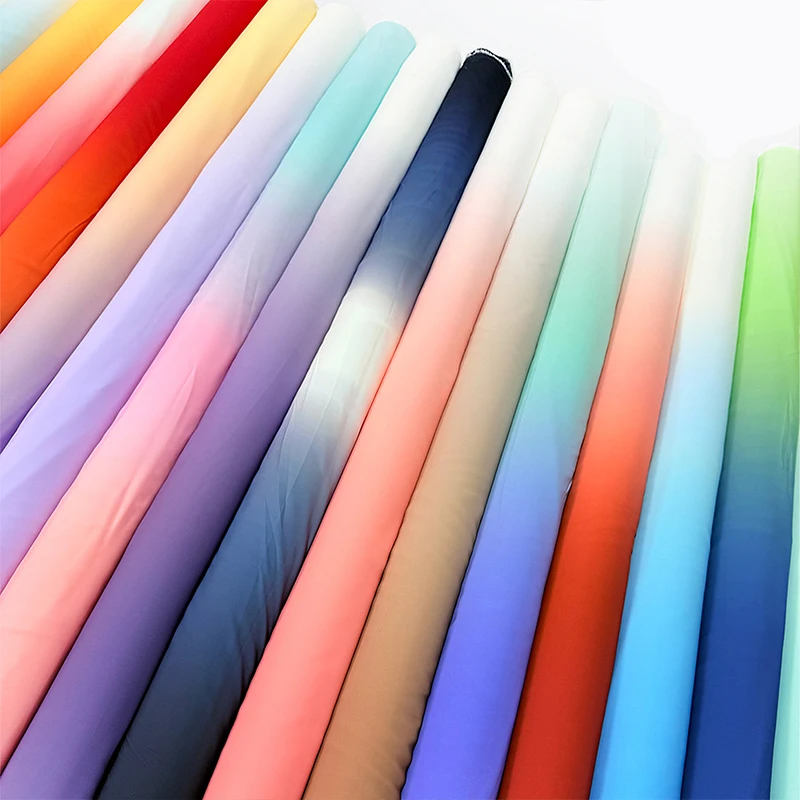 

50*150Cm Gradient Chiffon Fabric Ancient Style Hanfu Rainbow Gradient Tulle Fabric Stage Costume Handmade Diy Sewing Skirt Dress