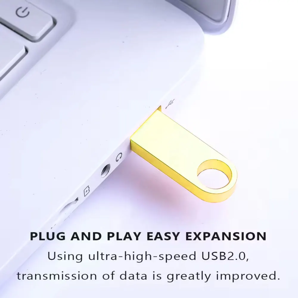 1PCS Metal USB 2.0 Flash Drive Pendrive 4GB 8GB 16GB 32GB 64GB High Speed Memory Stick U Disk 128GB Key Ring Gift