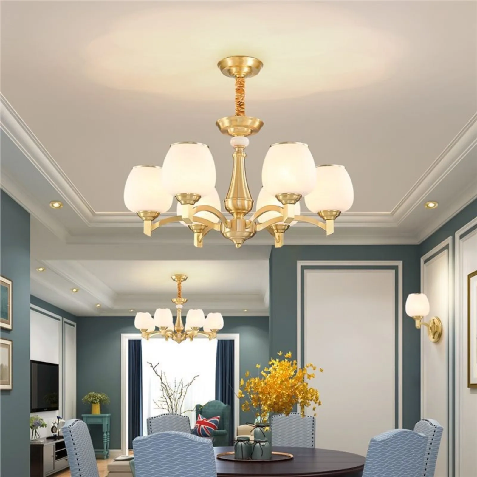 French Copper Light Luxury Living Room Pendant Light for Bedroom Restaurant Living Room Bar Lighting Fixture Decor