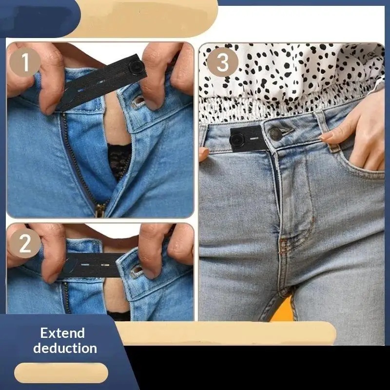 New 5pcs Pant Extender Belt Unisex Soft Elastic Waist Button Extenders With Adjustable Holes Multicolor For Tight Jeans Trousers view 3