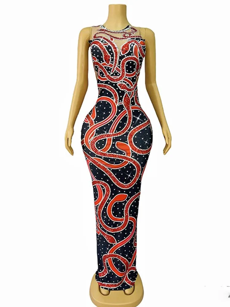 High Quality Rhinestone Elastic Vest Dress 2024 New Fashionable Women'S Clothing