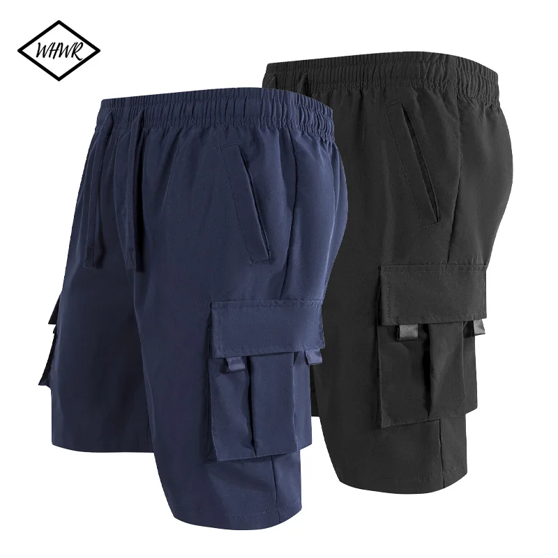 

Летние мужские шорты-карго, свободные однотонные повседневные шорты, модные карманные шорты в стиле милитари, мужские легкие спортивные штаны для бега