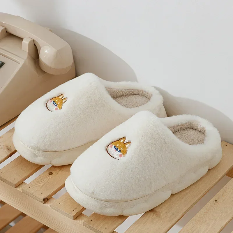 Fuzzy plush Warm Cloud Slipper Women Shiba inu slippers crocodile Winter astronaut House Indoor woman Non Slip Men Shoes Female