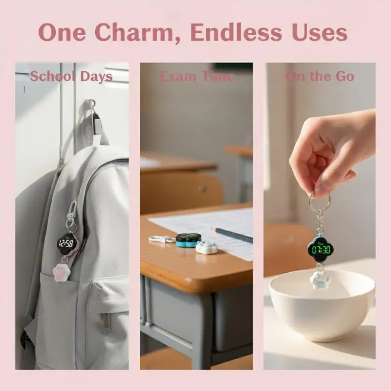 LED Digital Watch Keychain Touch Night Light Portable Multifunctional Pocket Watch for Night Running Walking
