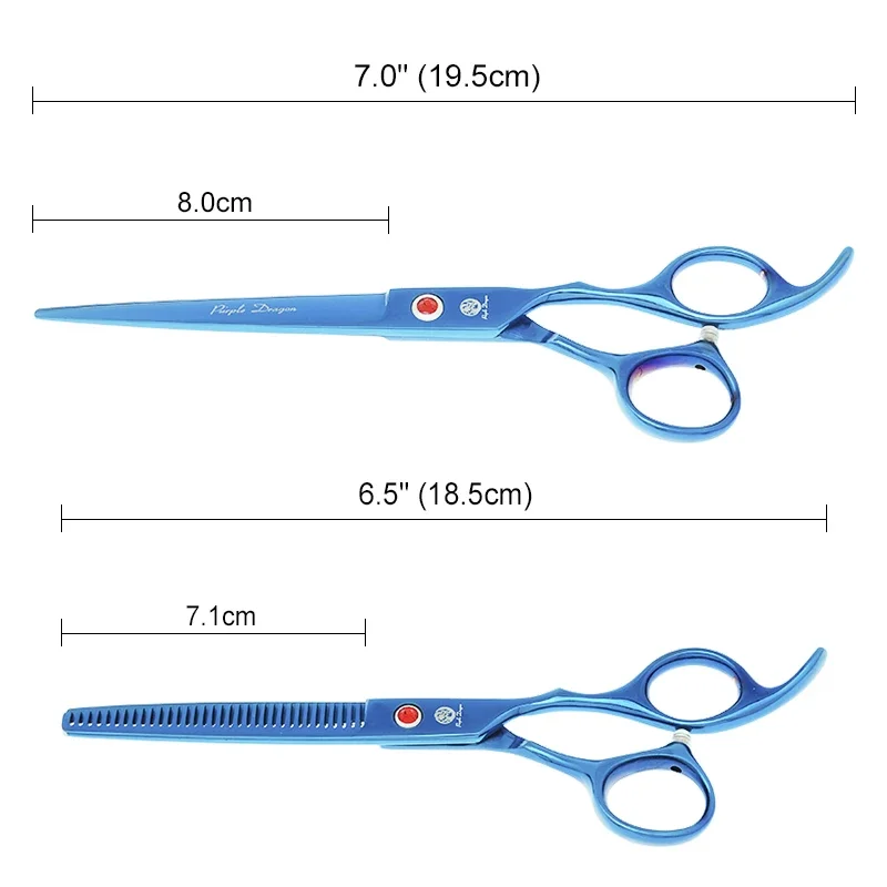 الأرجواني التنين 7 بوصة الكلب الاستمالة مقص اليابان الصلب الحيوان مستقيم منحني قطع مقصات تحفيف مشابك شعر الحيوانات الأليفة B0025B