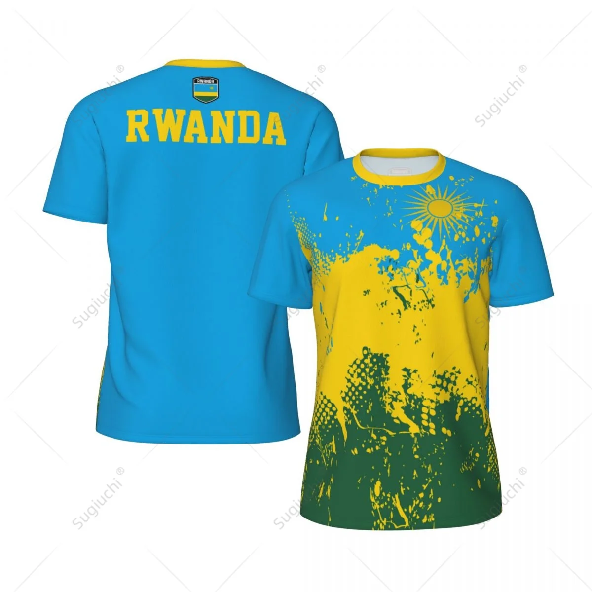 Exclusive design Rwanda Flag Grain 3D Printed Men For Running Bike Soccer Tennis Fitness Sports tshirt Mesh Fans Short T-shirt