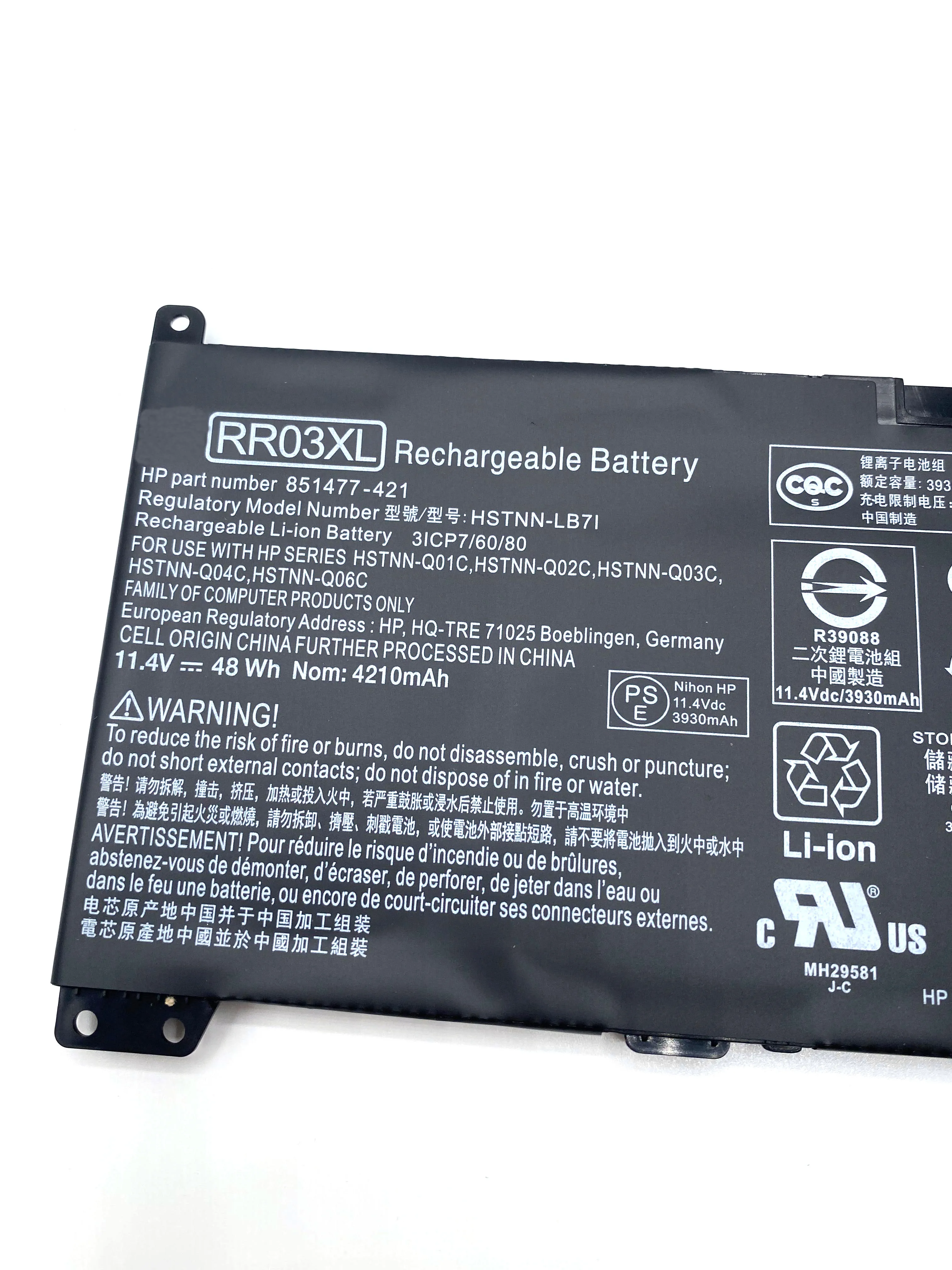 Nouvelle batterie d'ordinateur portable d'origine RR03XL pour HP ProPle430 440 450 455 470 G4 G5 HSTNN-PB6W HSTNN-UB7C HSTNN-LB71 Q01C 851477-832