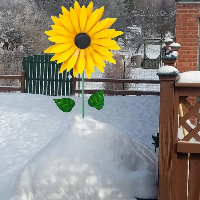 

F5 Rotating Windmill Iron Yellow Sunflower Decoration Garden Decor Landscaping Outdoor Courtyard Villa Lawn Ornaments