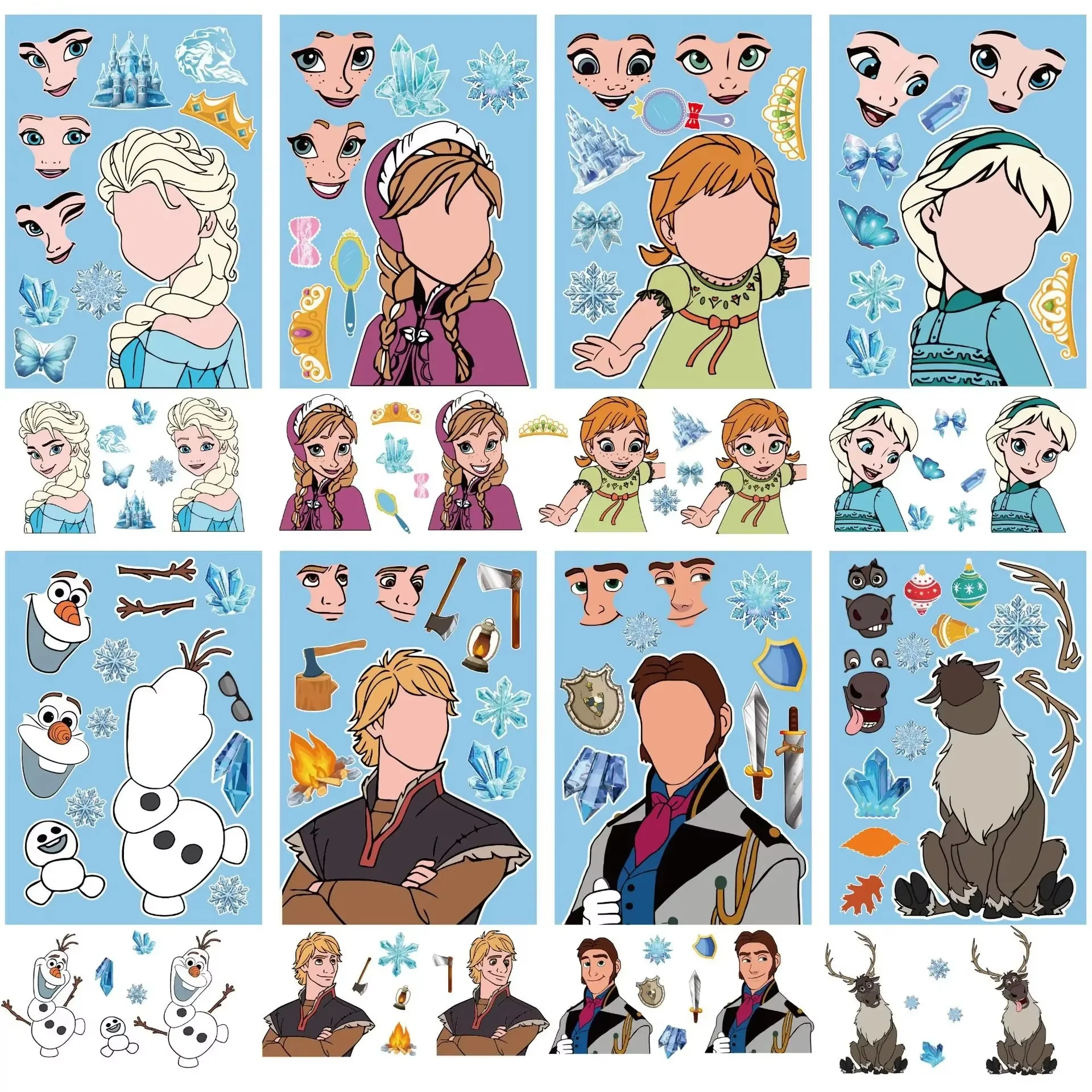 Hot 16Pcs/Set Disney Frozen Elsa Stickers Notebook Water Bottle Computer Guitar Skateboard DIY Stickers Birthday Christmas Gifts