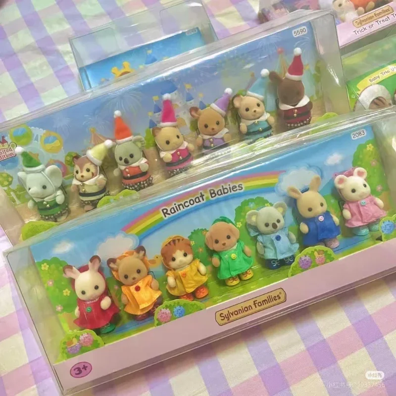 Sylvanian Families 숲 가족 Ternurines 레인보우 비옷 일곱 아기 소녀를위한 정통 장난감 장난감 주방 Silvania Familiy