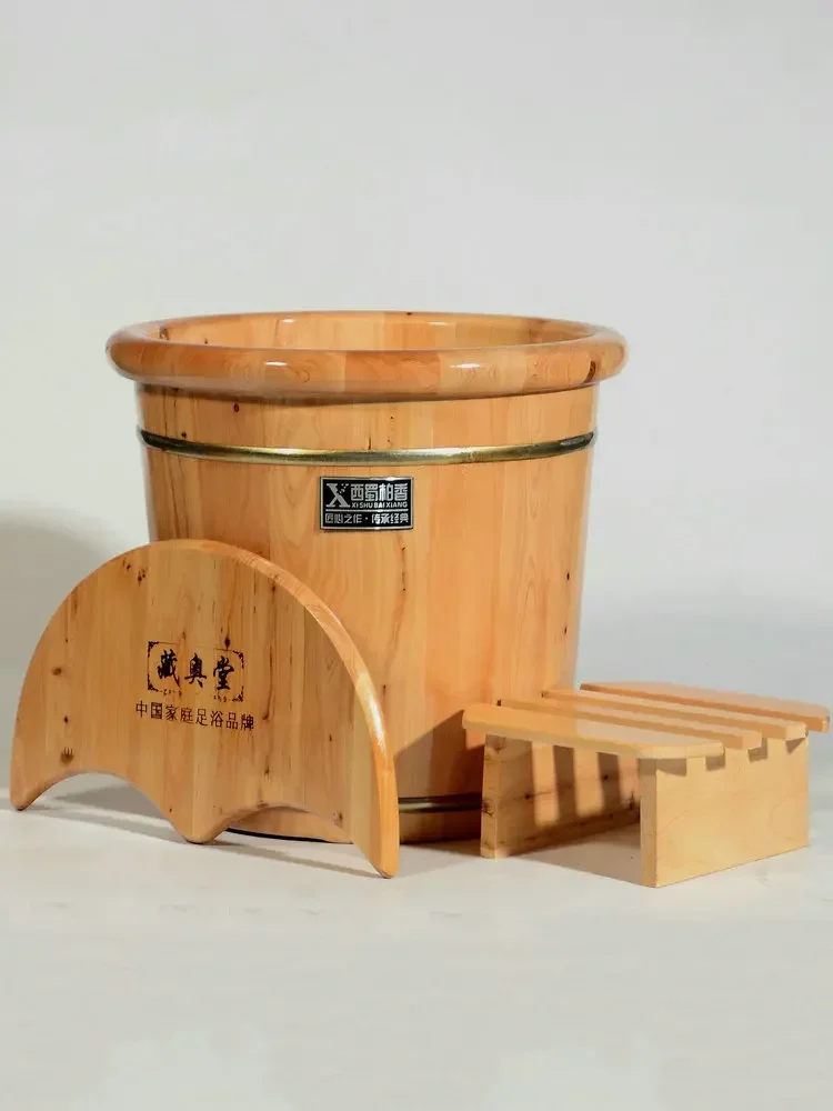 Tibetan Imperial Hall Cedar wood foot bath Foot soaking wooden bucket Household wooden high-depth bucket f