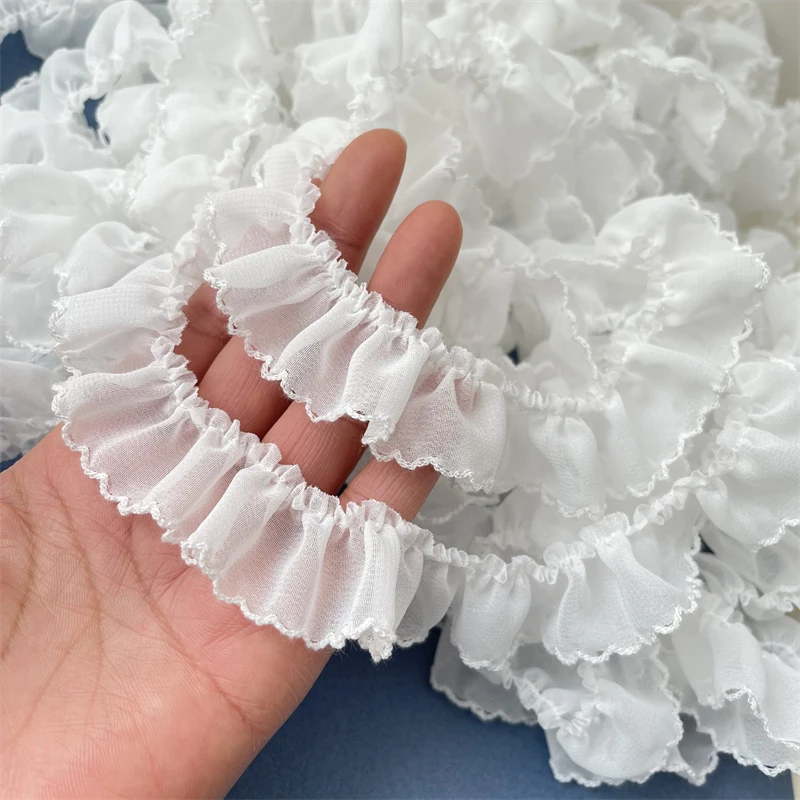 2 metry szerokości 2,5 cm Kość słoniowa Ruffles Koronkowe wykończenie Sukienka Spódnica Dekoracja Koronkowe akcesoria Koronkowa wstążka