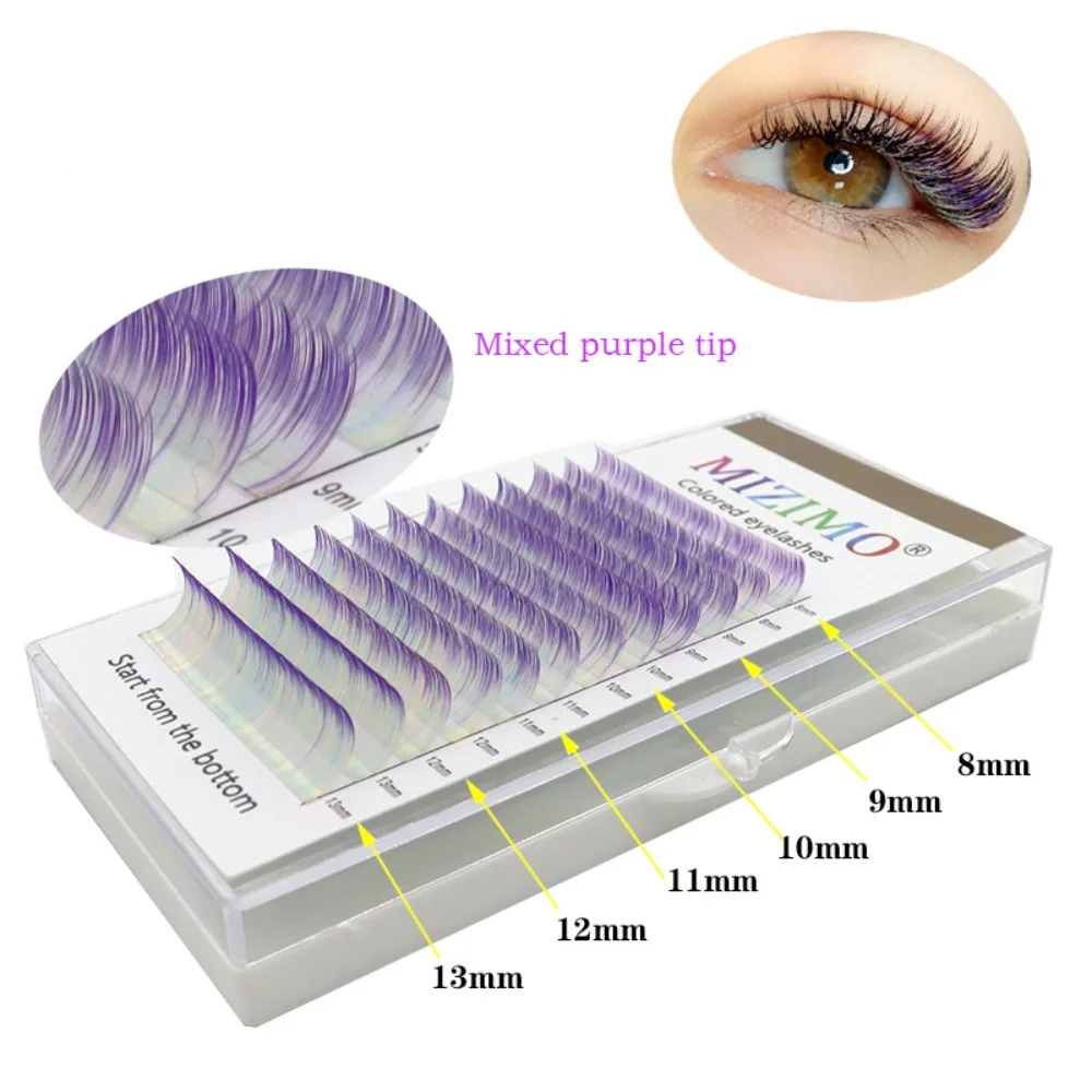 

12 rows/set C/D False Lashes 8-13mm Mink Lashes Individual Colored Lashes Makeup Fluffy Faux eyelash extensions Stage