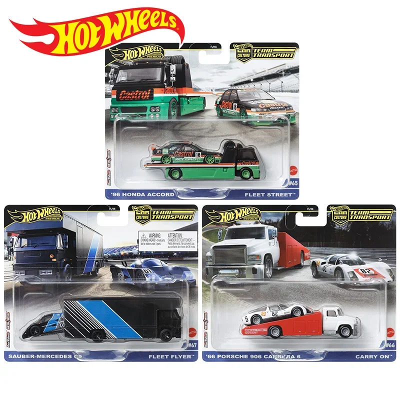 Official Hot Wheels Premium Car Culture Team Transport Boys Toys 1:64 Diecast Honda Accord Porsche Sauber Mercedes Fleet Flyer