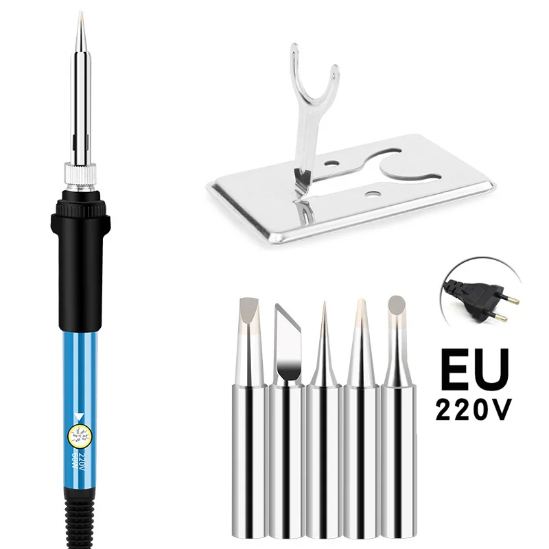 Imagem -06 - Kit Ferro de Solda Elétrico com Temperatura Ajustável Estação de Retrabalho Lápis de Calor Dicas Ferramentas de Reparação 220v 110v 60w