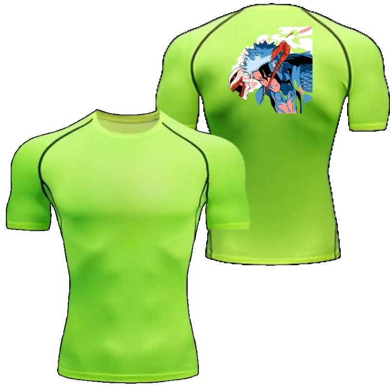 T-shirt a compressione manica corta da uomo Bleach Traspirante Elasticità ad asciugatura rapida Stampa ragno Corsa Ciclismo Allenamento in palestra Camicie