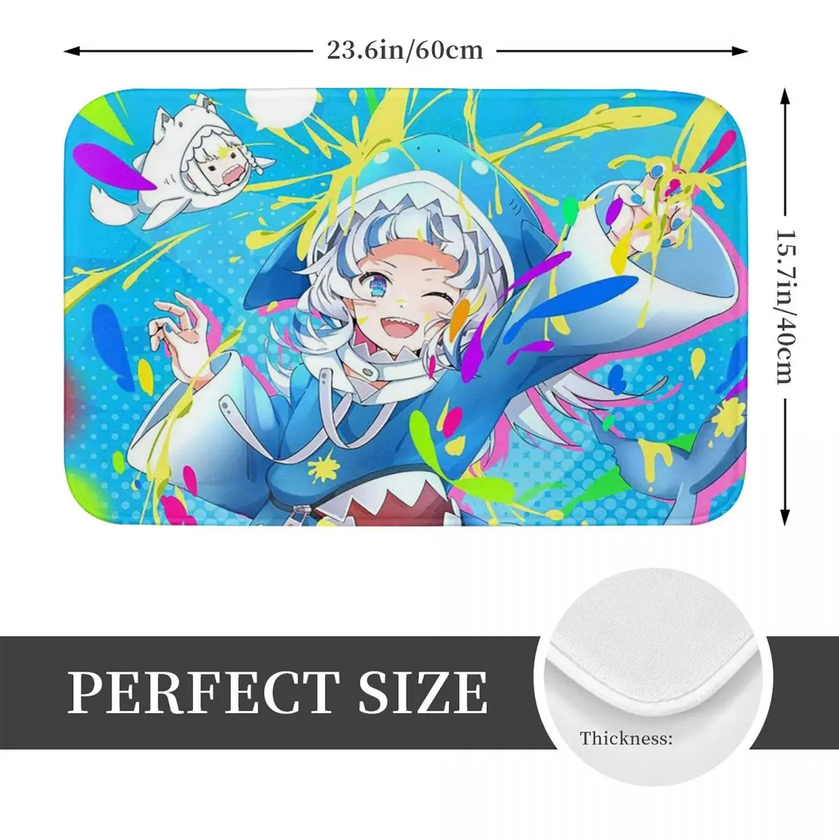 Popular Hololive VTuber Gawr Gura Anti-slip Doormat Floor Mat Absorbent Mat Carpet Rug for Kitchen Entrance Bedroom Footpad Mats