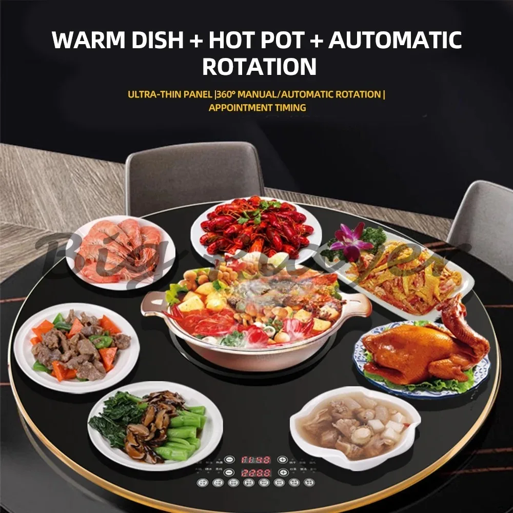 80cm Round Food Warming Plate Smart Induction Cooker Multi-function Dishes Warming Turntable