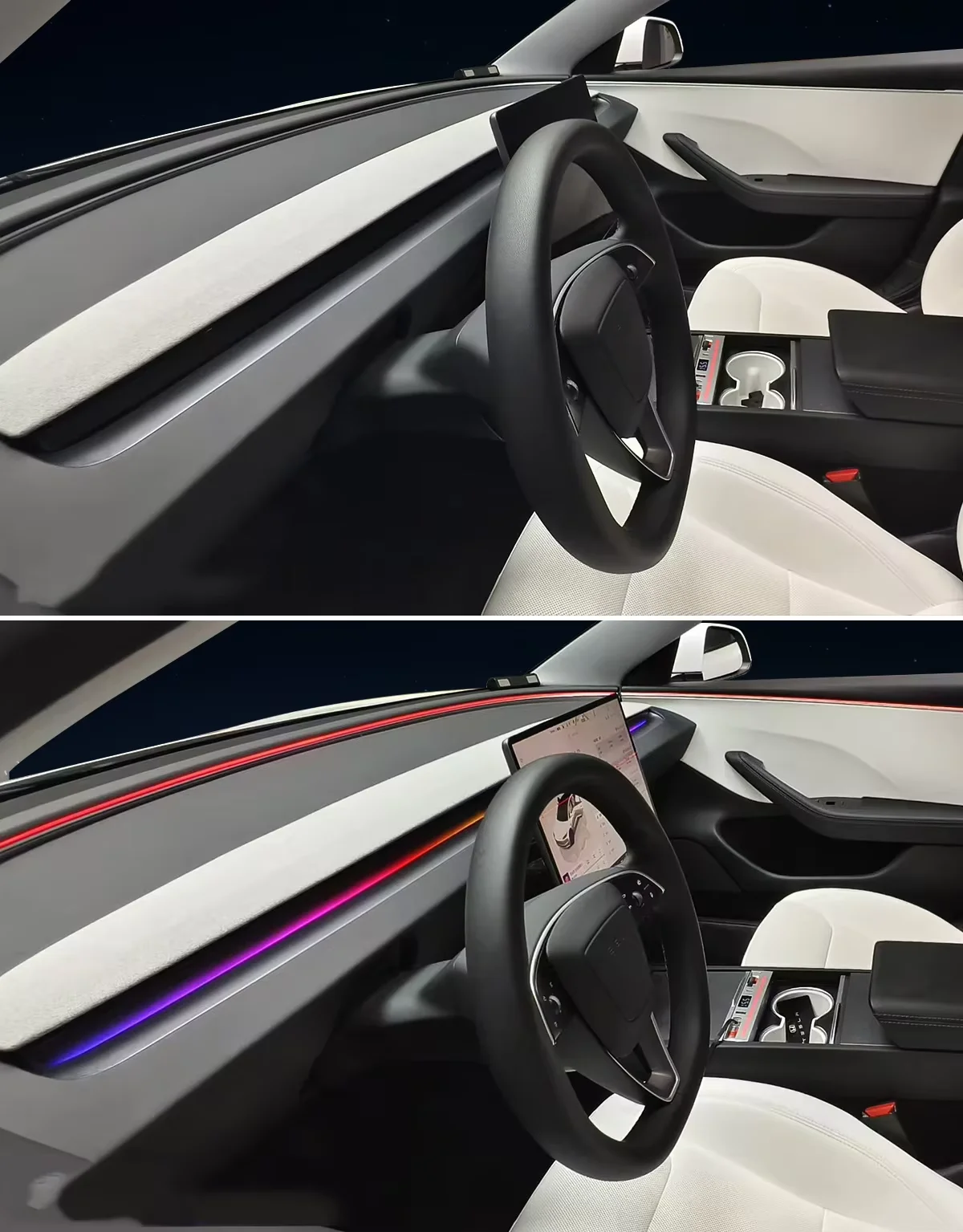 Upgrade Car Interior LED Ambient Lighting for Tesla Model Y/3 2024-2025 Models Dynamic Symphony 64-color Trim Accessories