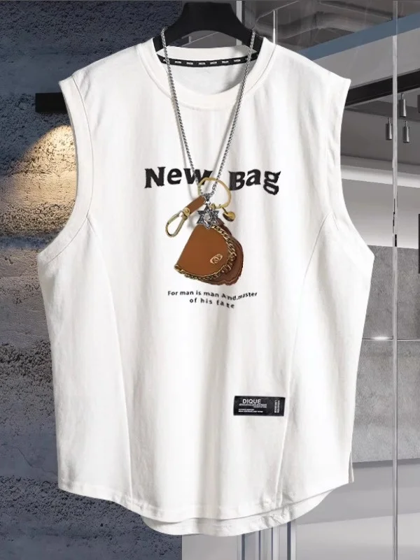 

High-End Large Size Baskeall Sports Vest Men's Summer Casual Loose Svel Cotton Tank Top Faionable And Haome