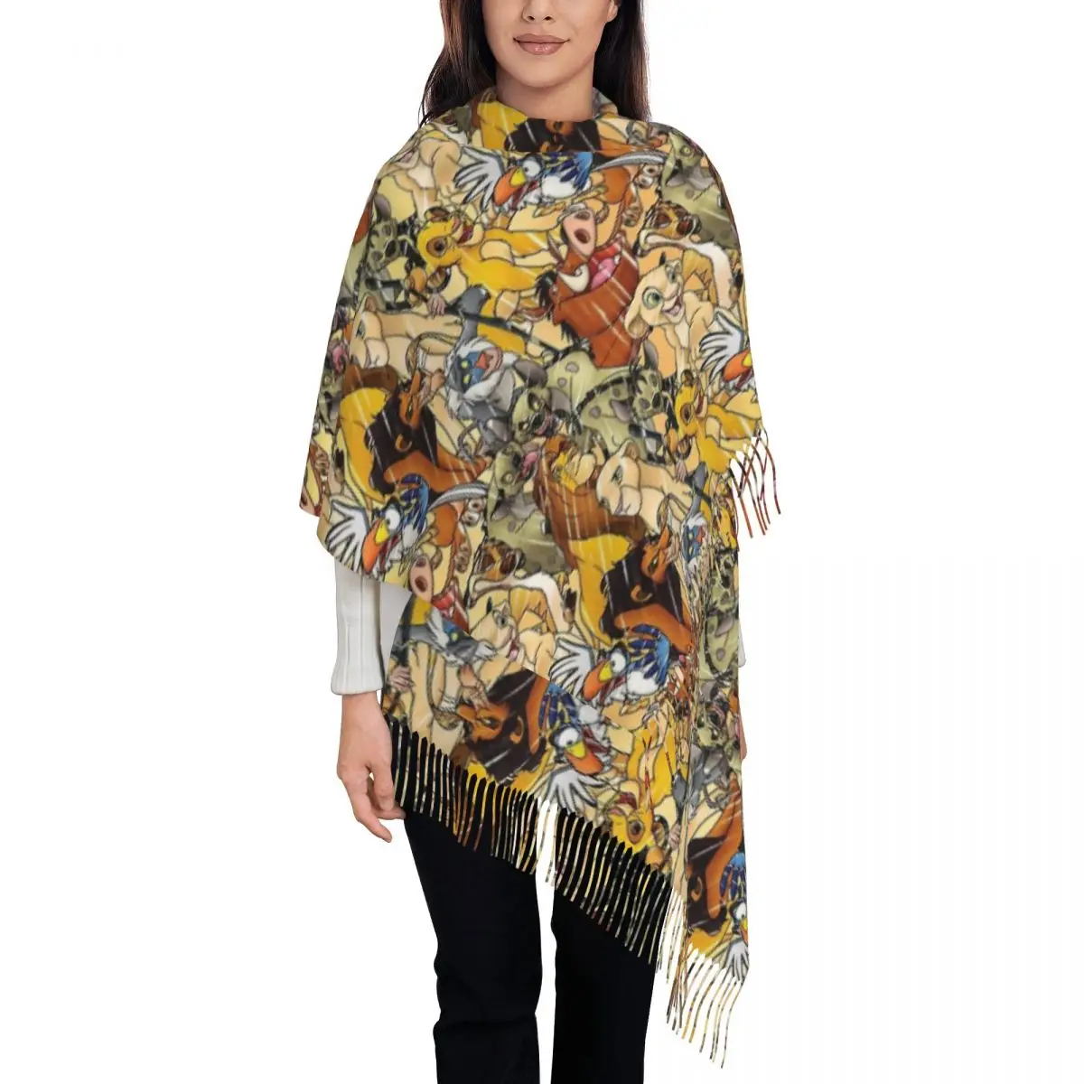 

Women's Scarf with Tassel Lion King Large Super Soft Shawl Wrap Simba Mufasa Nala Gifts Pashmina Scarves