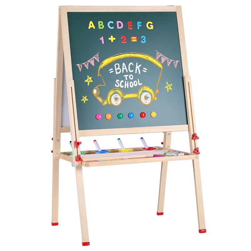 Art Premium Double Sided Pine Wooden Display Easel Board Stand For Kids