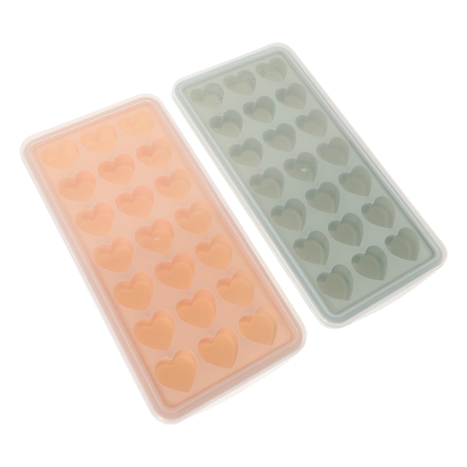 

2pcs Heart Shaped Ice Cube Tray Blue Silicone Mold Reusable Easy Clean BPA Free for Drinks Freezer Kitchen Tool