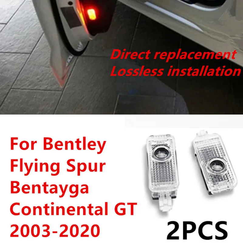 Luzes LED Projetoras para Porta de Carro Acessórios para Bentley Flying Spur Bentayga Continental GT 2003-2016 2017 2018 2019 2020