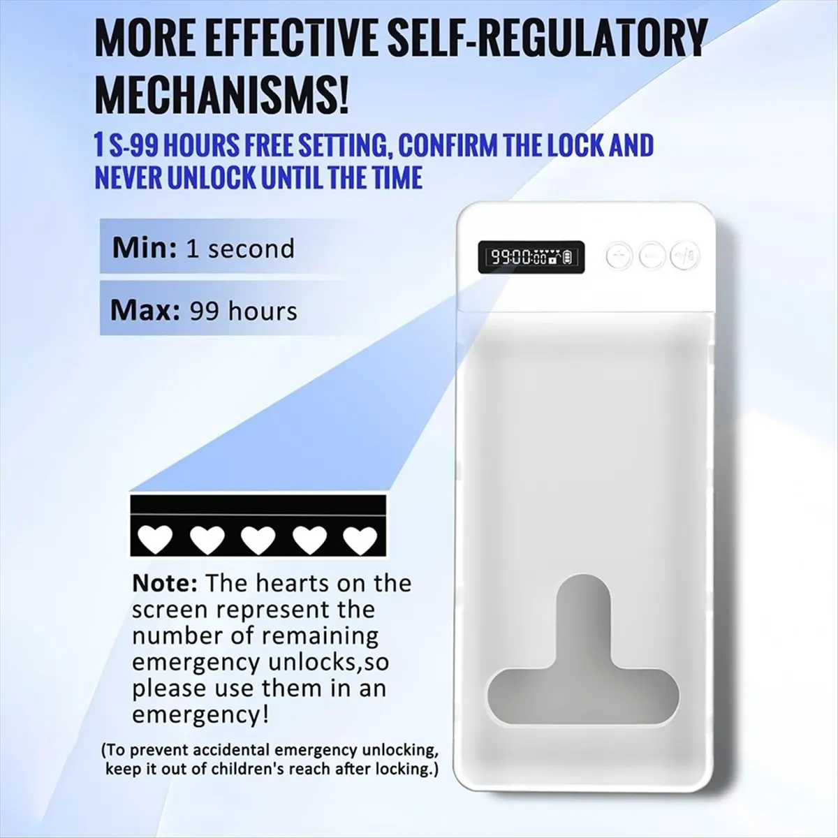 Portable Phone Lock Box with Timer LCD Display Phone Locker for College Students, Fitness, ADHD, Self-Control,Focus