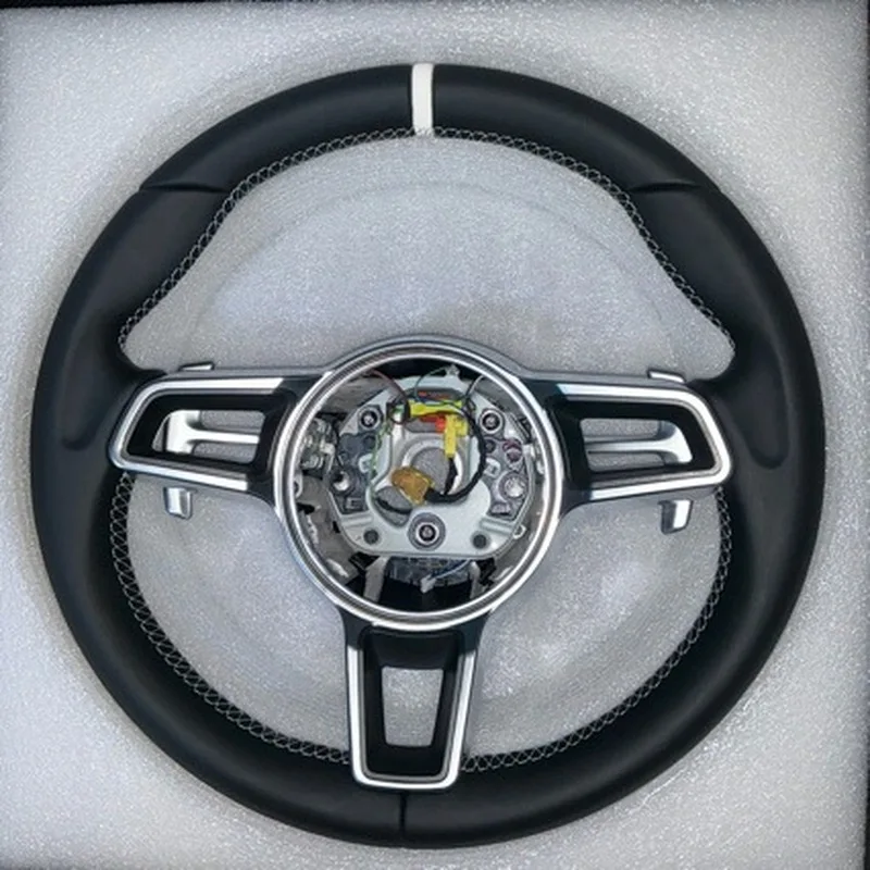 For Porsche Panamera Cayenne Macan 718 911 918 Leather Sport Steering Wheel With Decorative Cover
