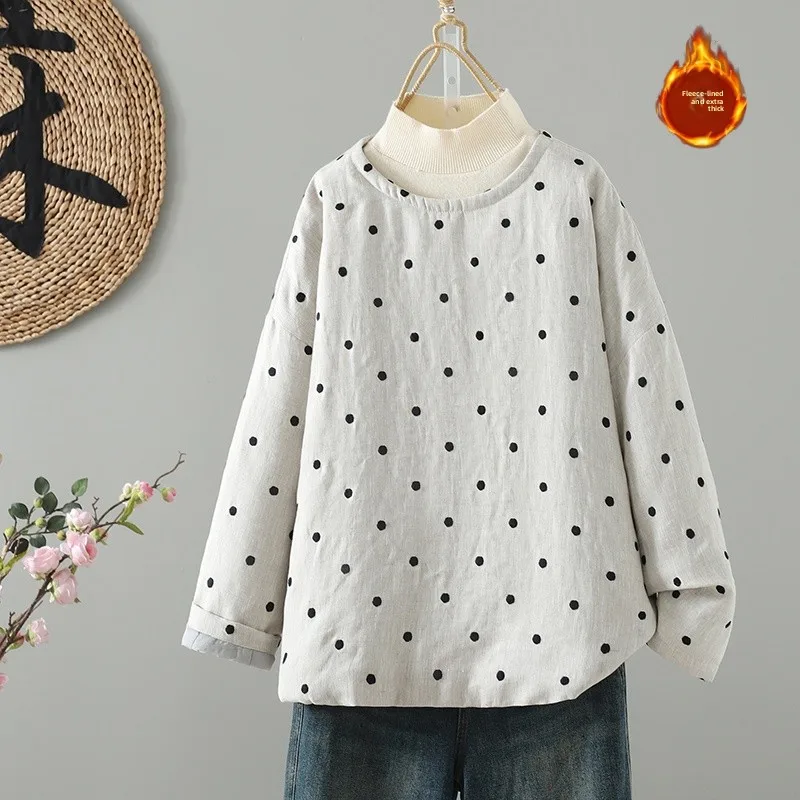 

Зимняя новая легкая повседневная хлопковая куртка, круглая льняная внутренняя одежда, верхняя одежда высокого качества в горошек, длинный све
