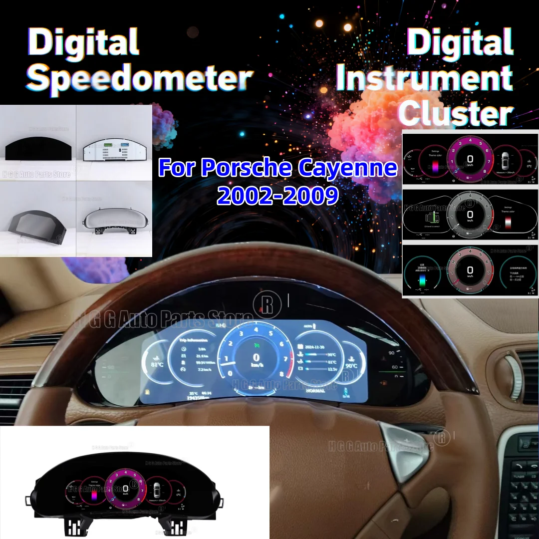 HJYM Digital Car Instrument Cluster For Porsche Cayenne 2002-2009 Speedometer 12.3”HD screen/1920*720/iOS Carplay/Plug&Play