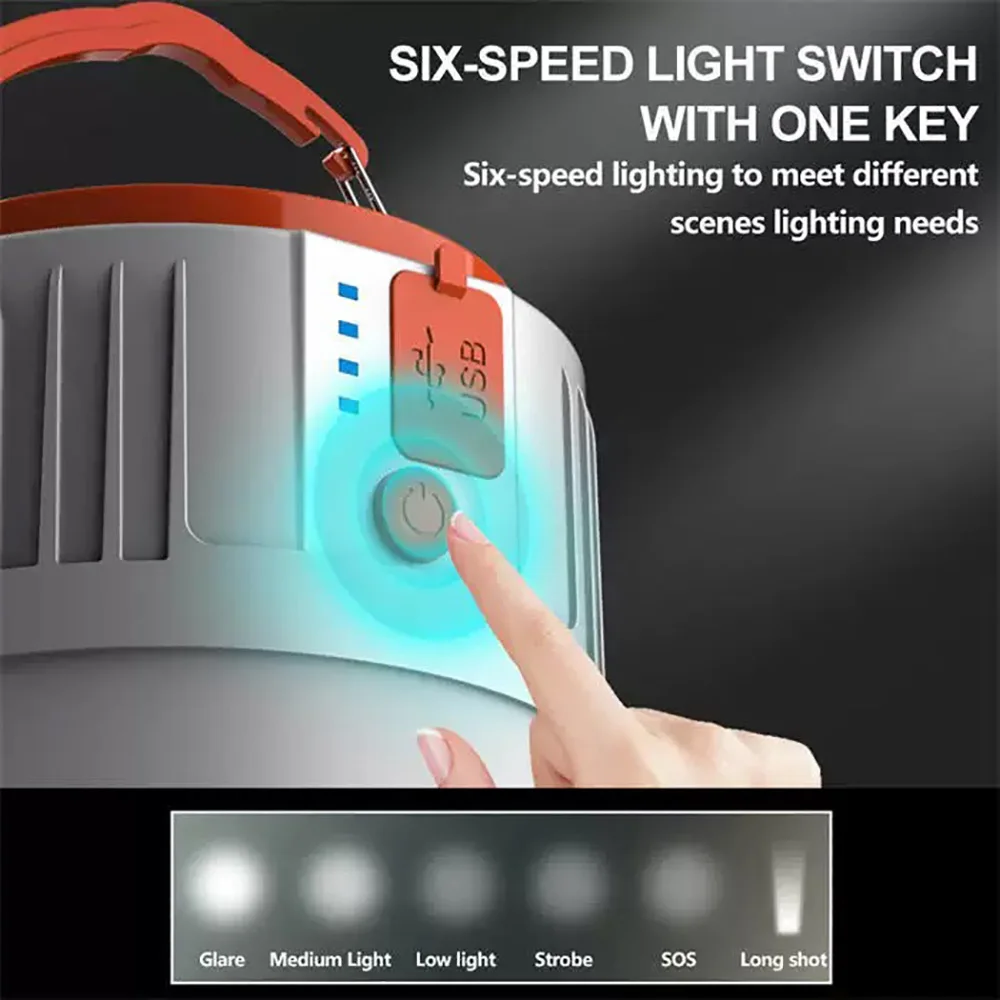 Super Solar USB Rechargeable LED Camping Light Outdoor Emergency Hanging Tent Solar Lamp Hiking Picnics Night Lighting Lantern