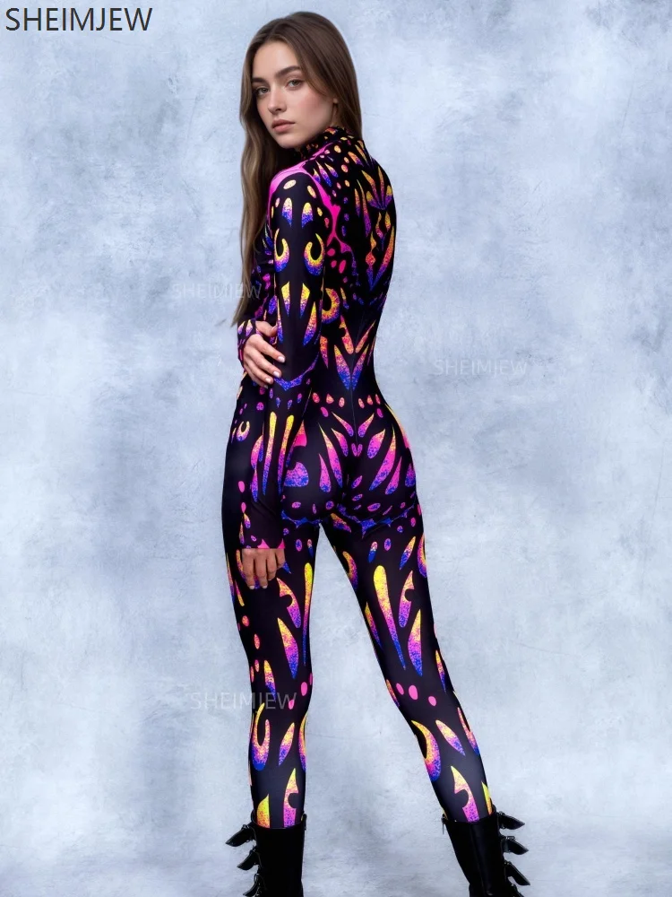 Halloween Erwachsene Cosplay Body Bunte Schmetterling 3d Druck frauen Einfarbig Overall Rave Party Bühne Leistung Engen