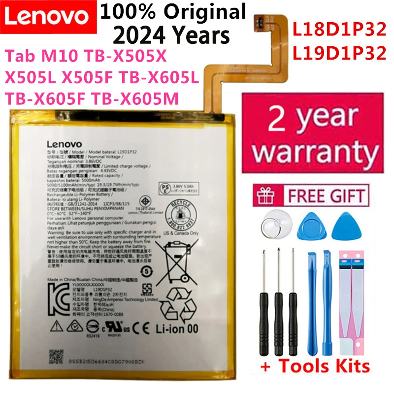 

100% Original L19D1P32 L18D1P32 Battery For Lenovo Tab M10 TB-X505X X505L X505F TB-X605L TB-X605F TB-X605M Batteries Bateria