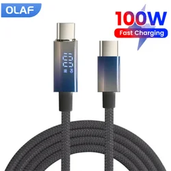 Elough 100W Type C Kabel Display Pd 100W Snel Opladen Usb C Data Snoer Voor Xiaomi Poco Samsung Honor 70 Pro Oneplus Lader