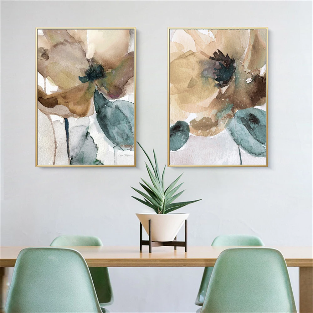 

Flower Canvas Art Abstract Painting Print Watercolor Canvas Print Decor Picture for Living Room Nordic Home Decor Wall Poster