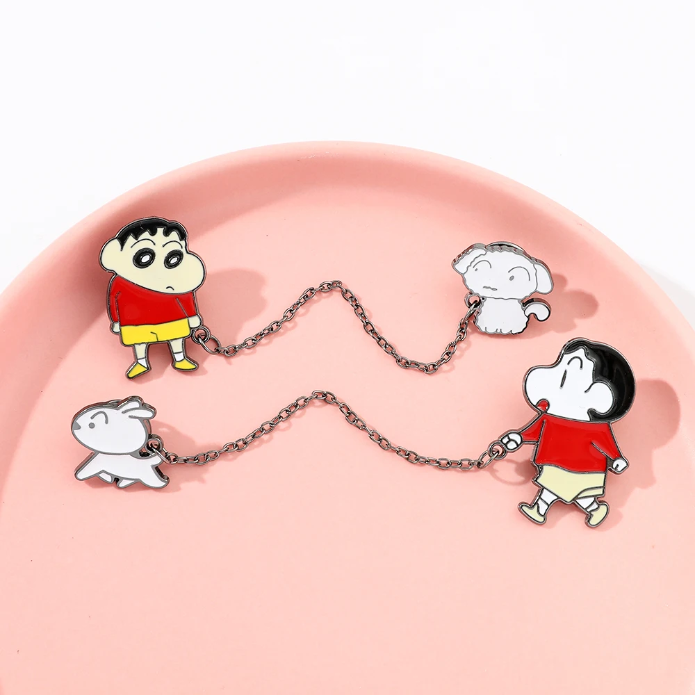 Crayon Shin-Chan Cartoon Figuren Leuke Metalen Badge Wandelende Hond Fun Broche Kleding Accessoires Anime Knuffels Cosplay Geschenken