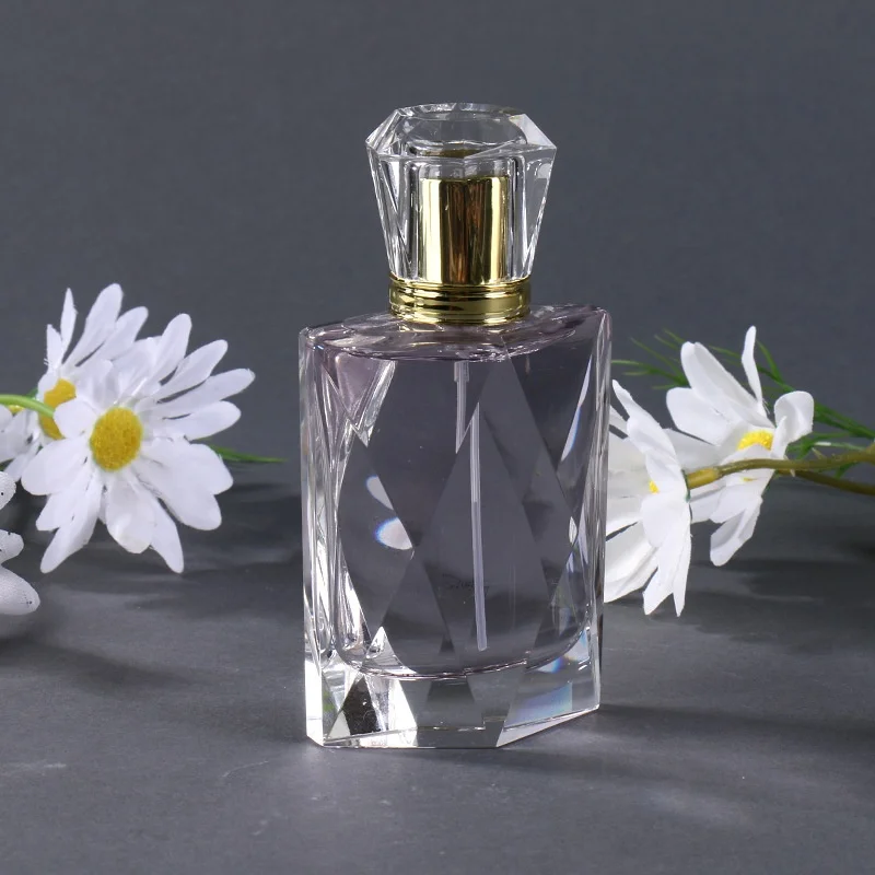 2/8pcs 70ml Empty Premium Polished Glass Perfume Bottle Acrylic lid Exquisitely Rhombic Spray Bottle Crimp Nick Empty Bottle