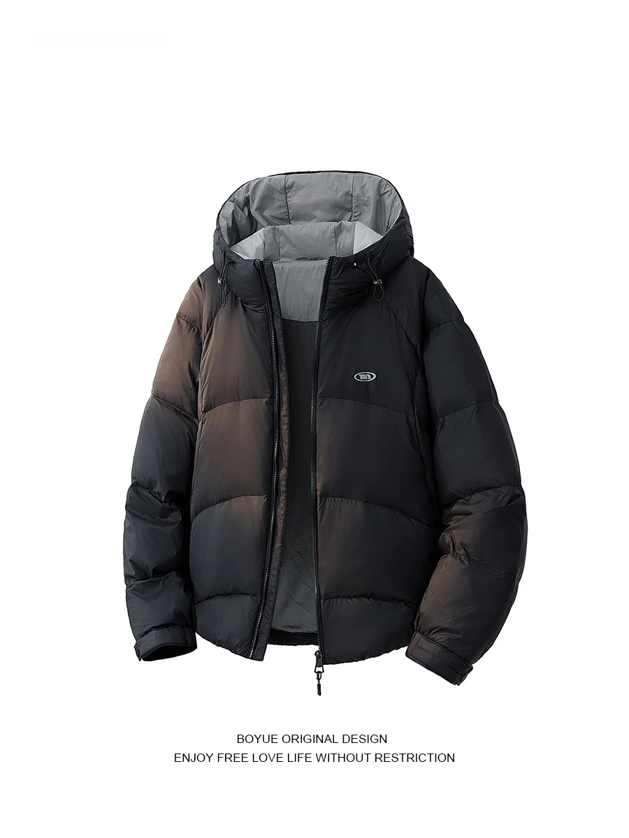 

Boyue Winter Thiened Hooded down Jaet Men's Faionable Warm Bread Coat Couple Simple Outerwear Casual Sle Nylon Fabric