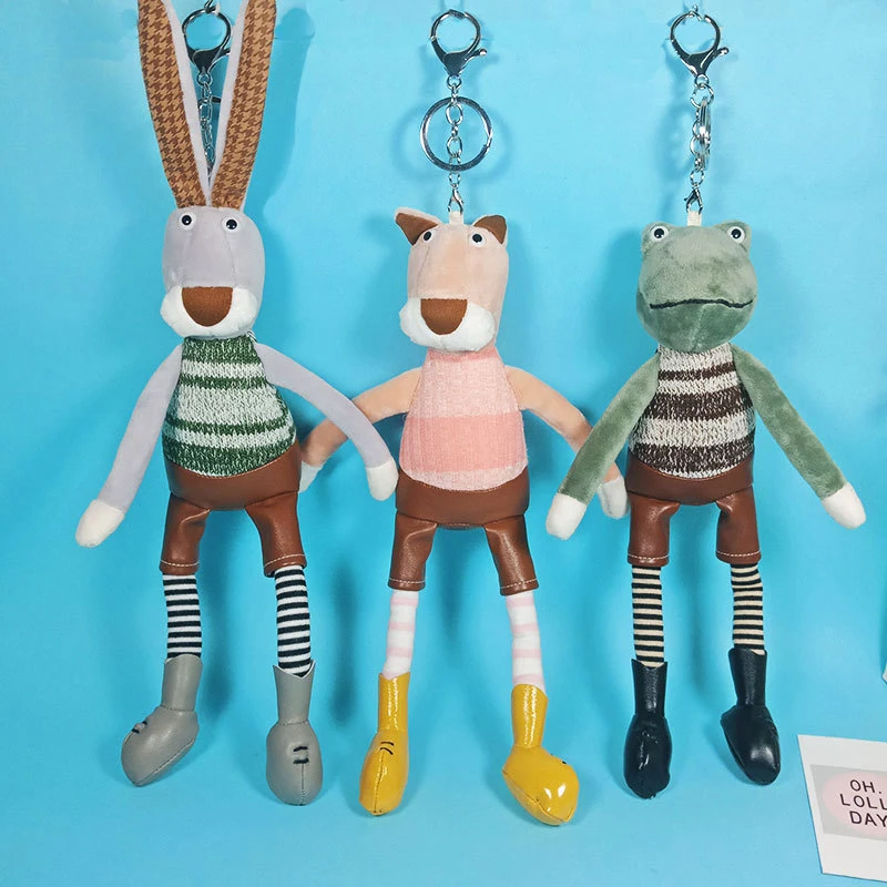 Niedlicher Gentleman-Katzen-Hasen-Frosch-Plüsch-Schlüsselanhänger, Stofftier-Anhänger, Rucksack-Charm für Jungen, Mädchen, Frauen, Neuheiten-Geschenke