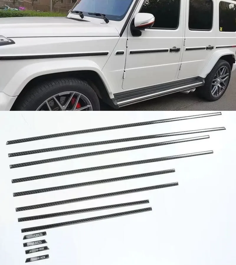 

Боковая молдинговая накладка двери для Benz G63 G500 W465 W464 2019-2025Y, аксессуары из углеродного волокна, наклейка на внешнюю кузовную линию талии автомобиля