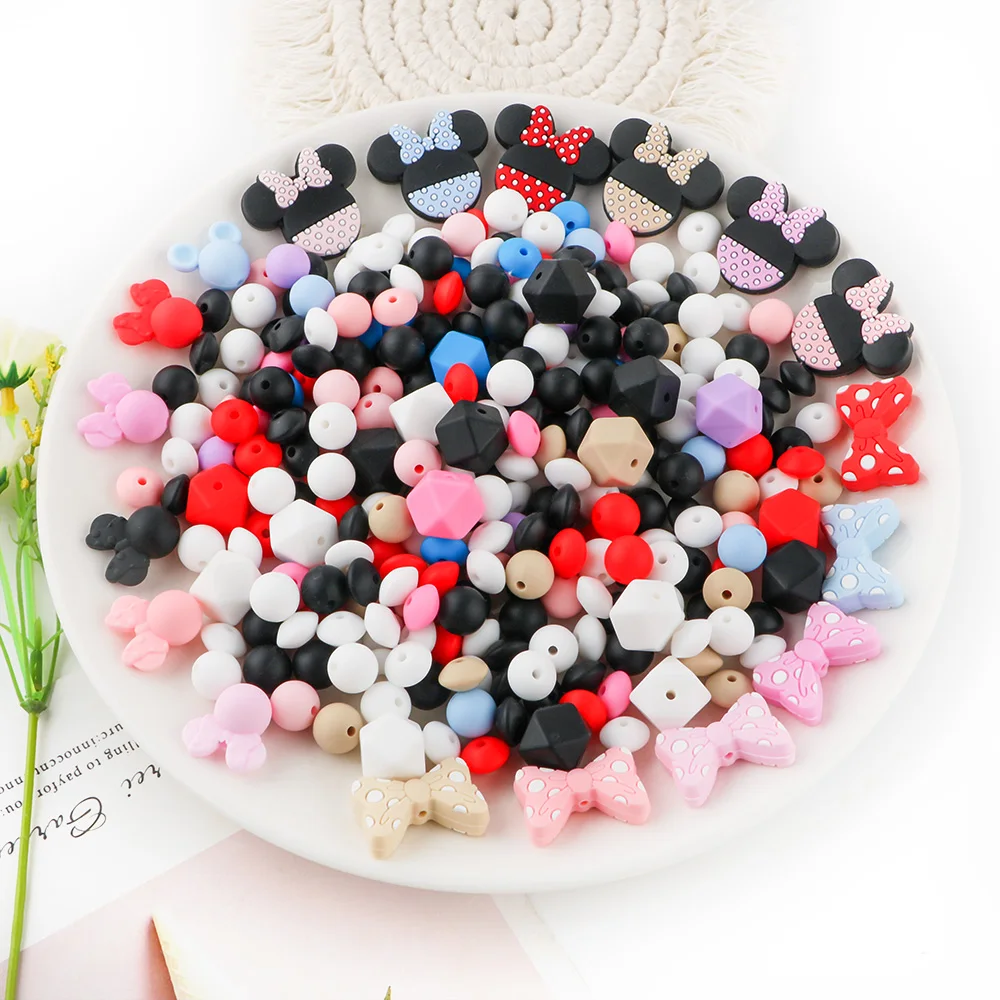 1 Suit New Mini Mouse Silicone Beads For Jewelry Making DIY Pacifier Chain Necklace Bracelet Decorations Jewelry Accessorie