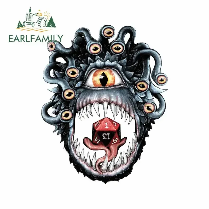 EARLFAMILY 13cm x 10.2cm in The Beholder Car Sticker Sharp Toothed Monster Bumper Decal Interesting Windows Laptop Car Styling