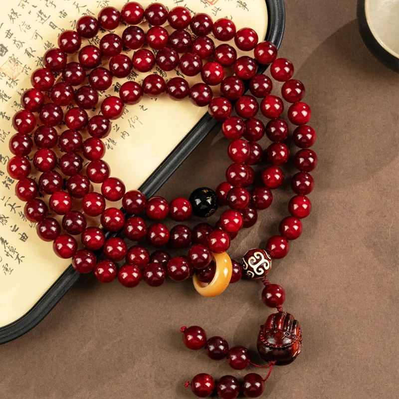 Authentic Emperor  Dragon Wood Bracelet Emperor Full Transparent Log Wenwan Beads 108 Plates Play Men's and Women's