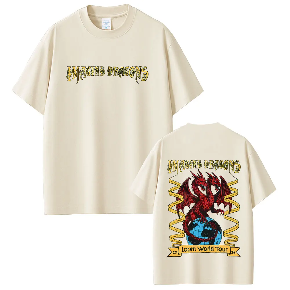 

Rock Band Imagine Dragons Loom World Tour 2025 T Shirt Men Women Gothic Oversized Streetwear Man Fashion Vintage Cotton T-shirts